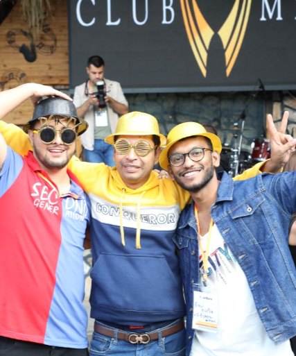Afzal celebrating with Jotform teammates at the Jotform Sign launch party in Ankara